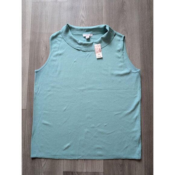 Dressbarn Womens Sleeveless Mint Green Knit Top With Mock Neck Size 2X NWT - Picture 1 of 7